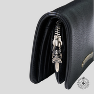 Chrome Hearts Joey Scroll Logo Leather Wallet in Black
