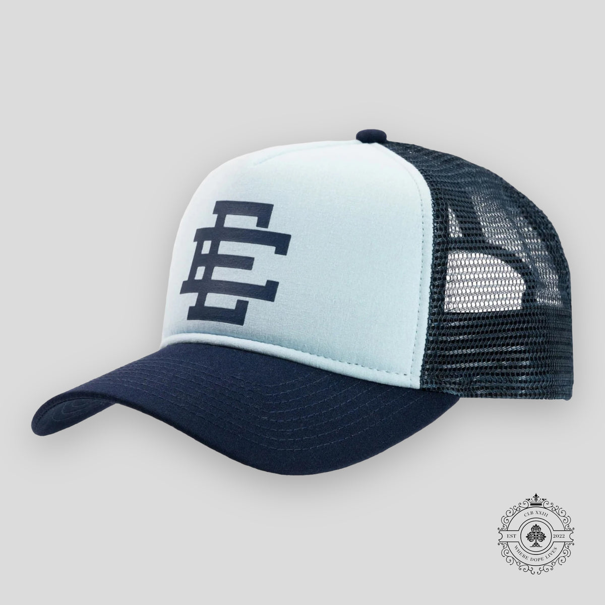 Eric Emanuel Trucker Hat in Baby Blue
