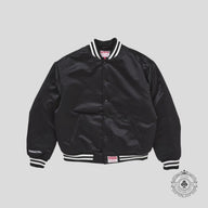 Supreme Mitchell & Ness Satin Varsity Jacket in Black