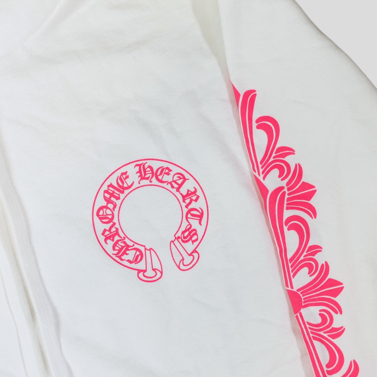 Chrome Hearts Horseshoe Logo Hoodie in White/Pink