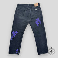 Chrome Hearts Purple Cross Patch Jeans