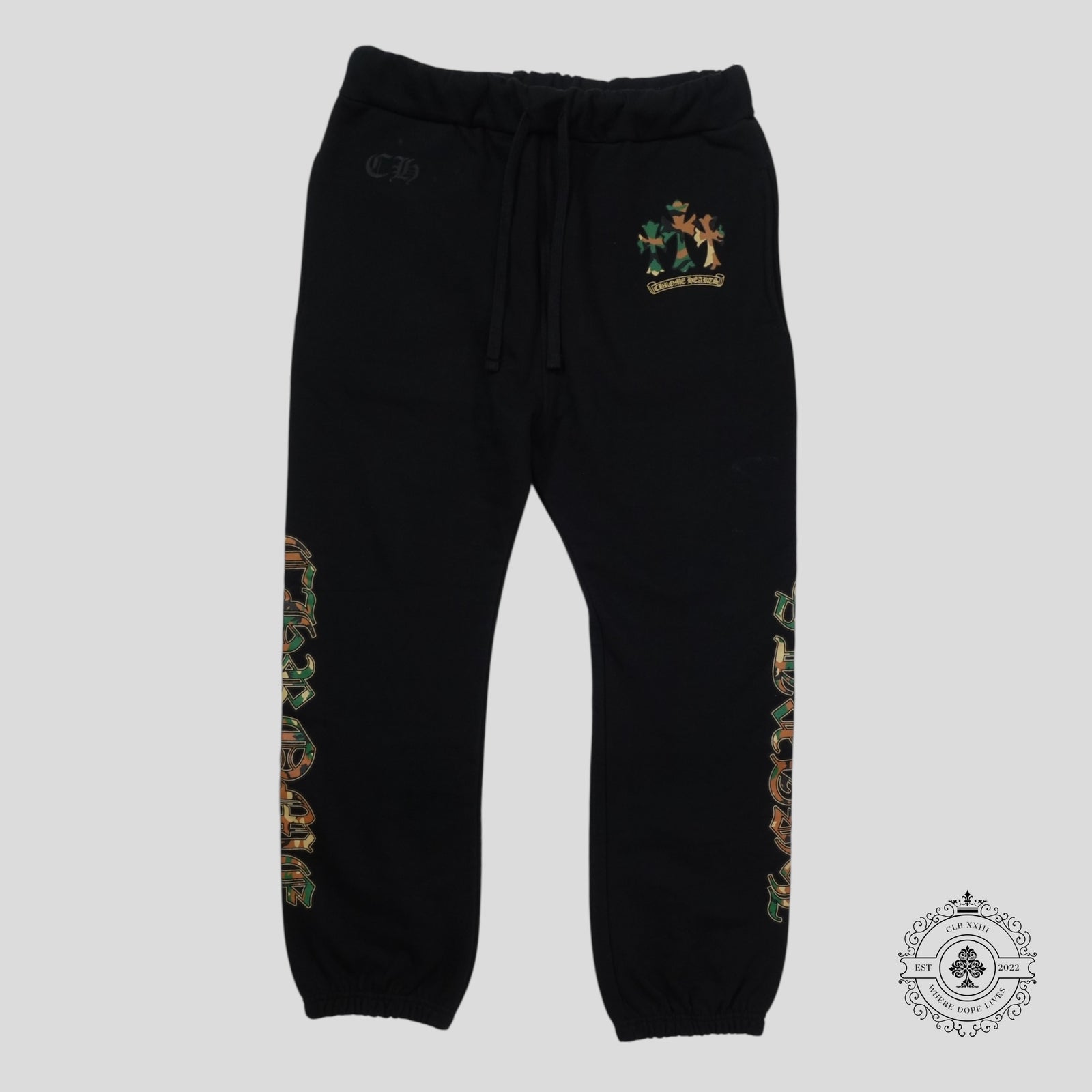 Chrome Hearts Triple Cross Sweatpants in Black/Camo