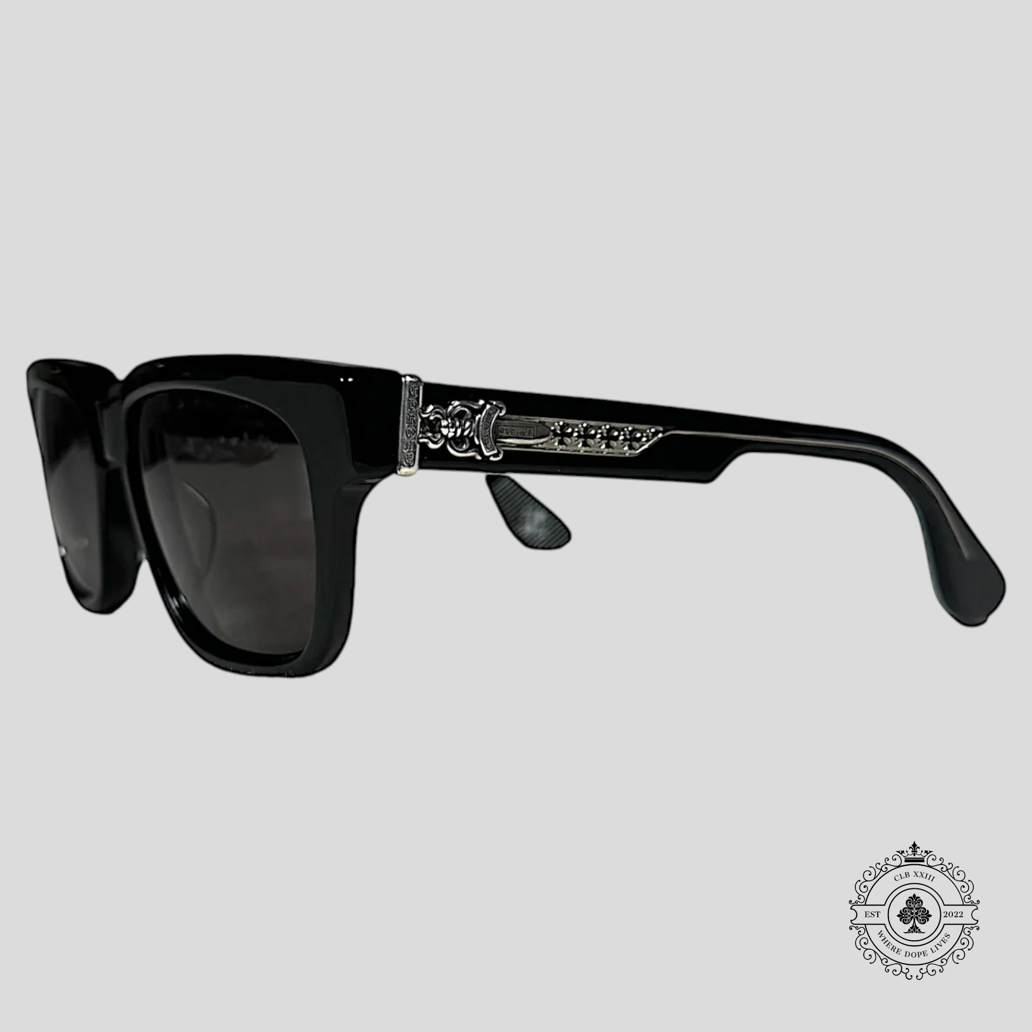 Chrome Hearts Box Officer Sunglasses in Black/Silver