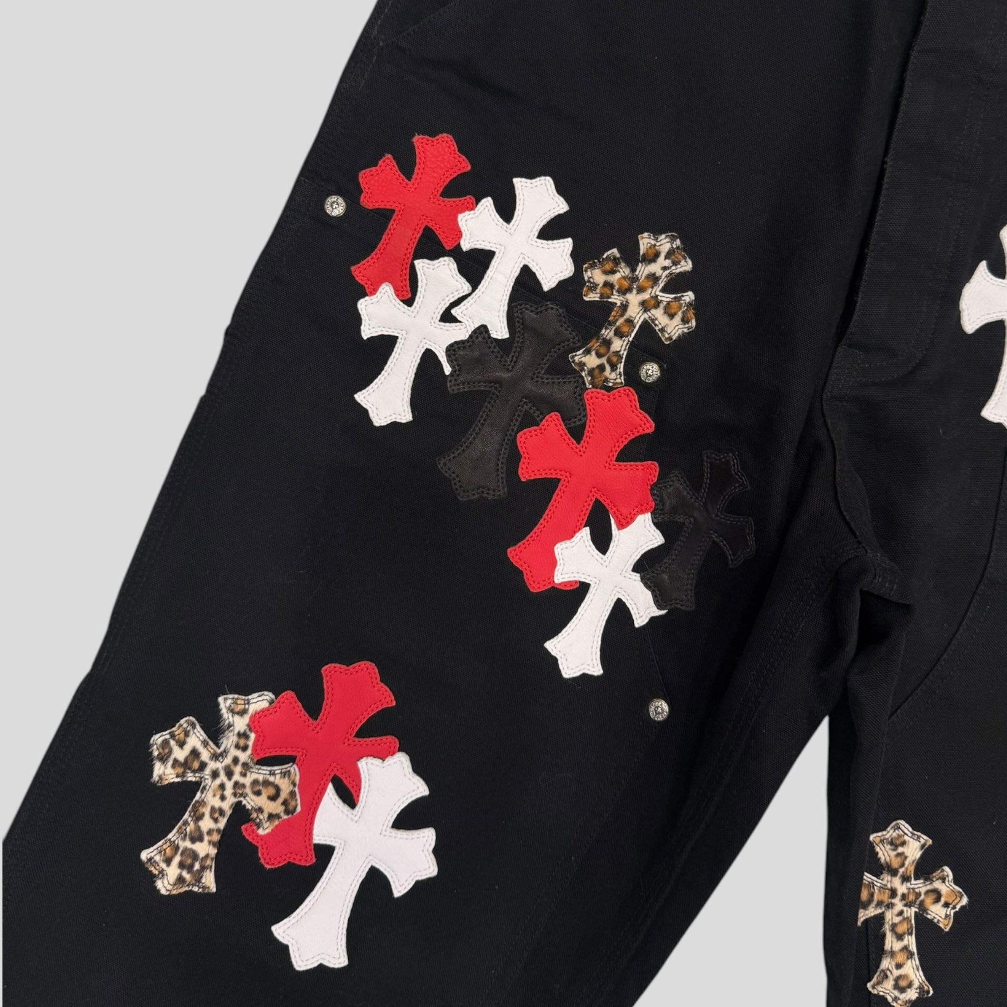 Chrome Hearts Leopard Cross Patch Carpenter Pants