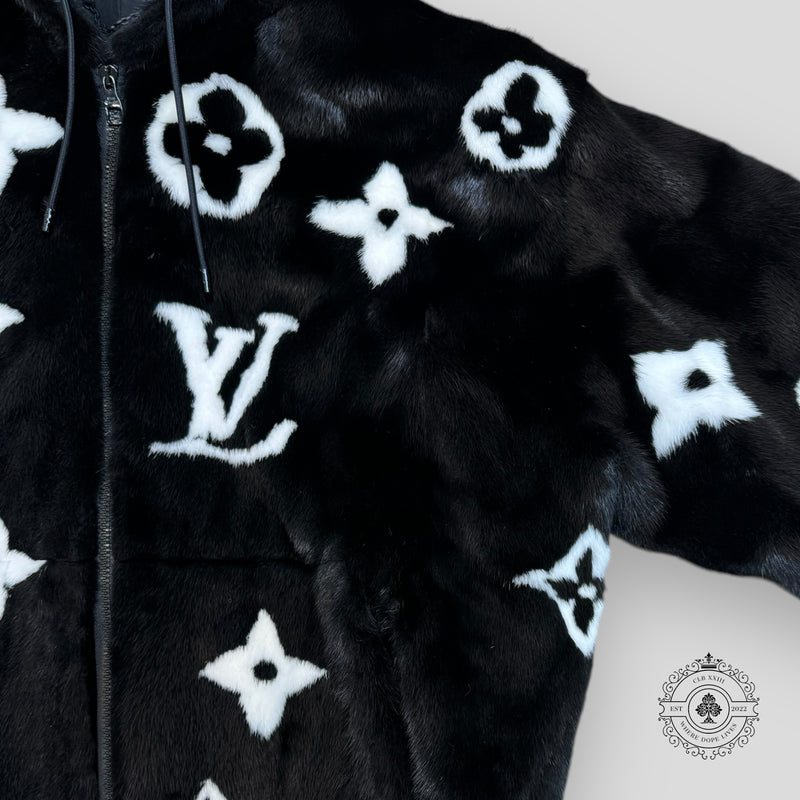 Louis Vuitton Monogram Mink Fur Zipped Jacket