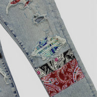 Amiri Pajama Art Patch Jeans in Light Vintage