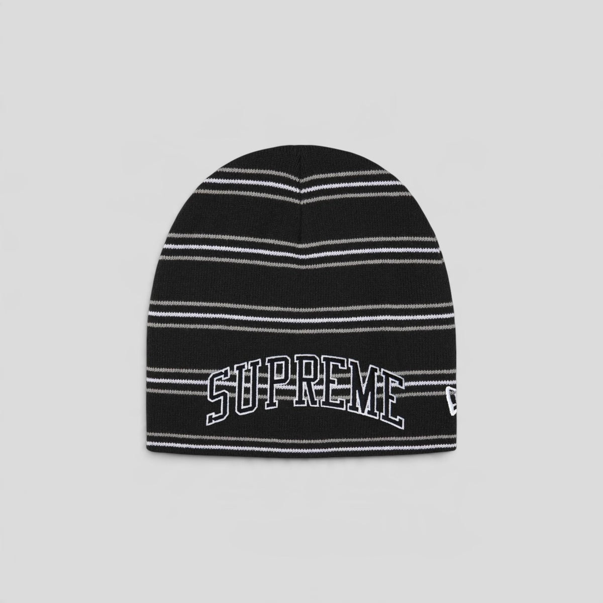 Supreme New Era Stripe Beanie in Black
