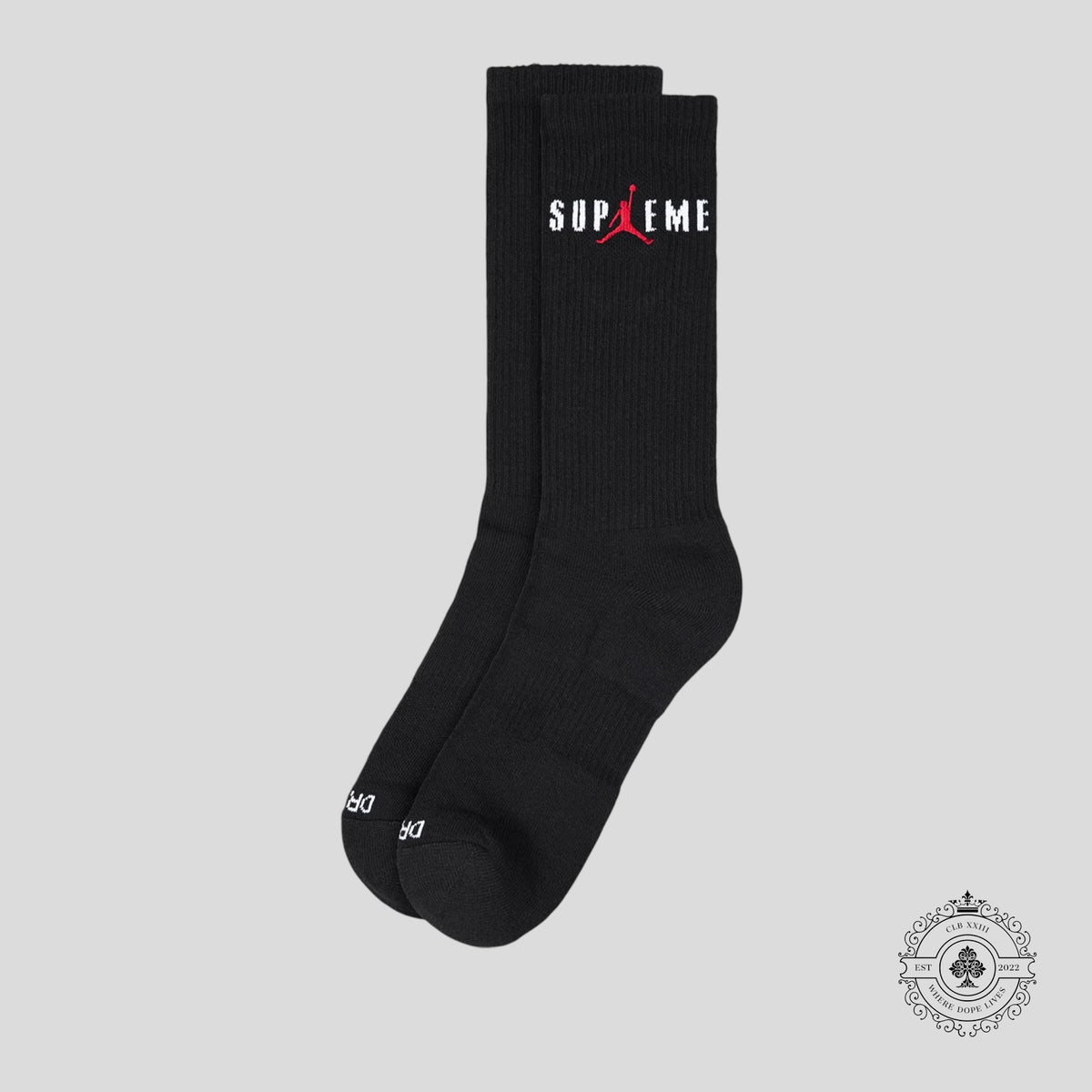 Supreme X Air Jordan Crew Socks in Black