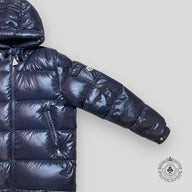 Moncler Maya Short Down Puffer Coat in Navy Blue