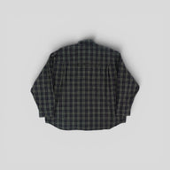 Balenciaga Oversized Cotton Flannel Button Up in Blue/Green
