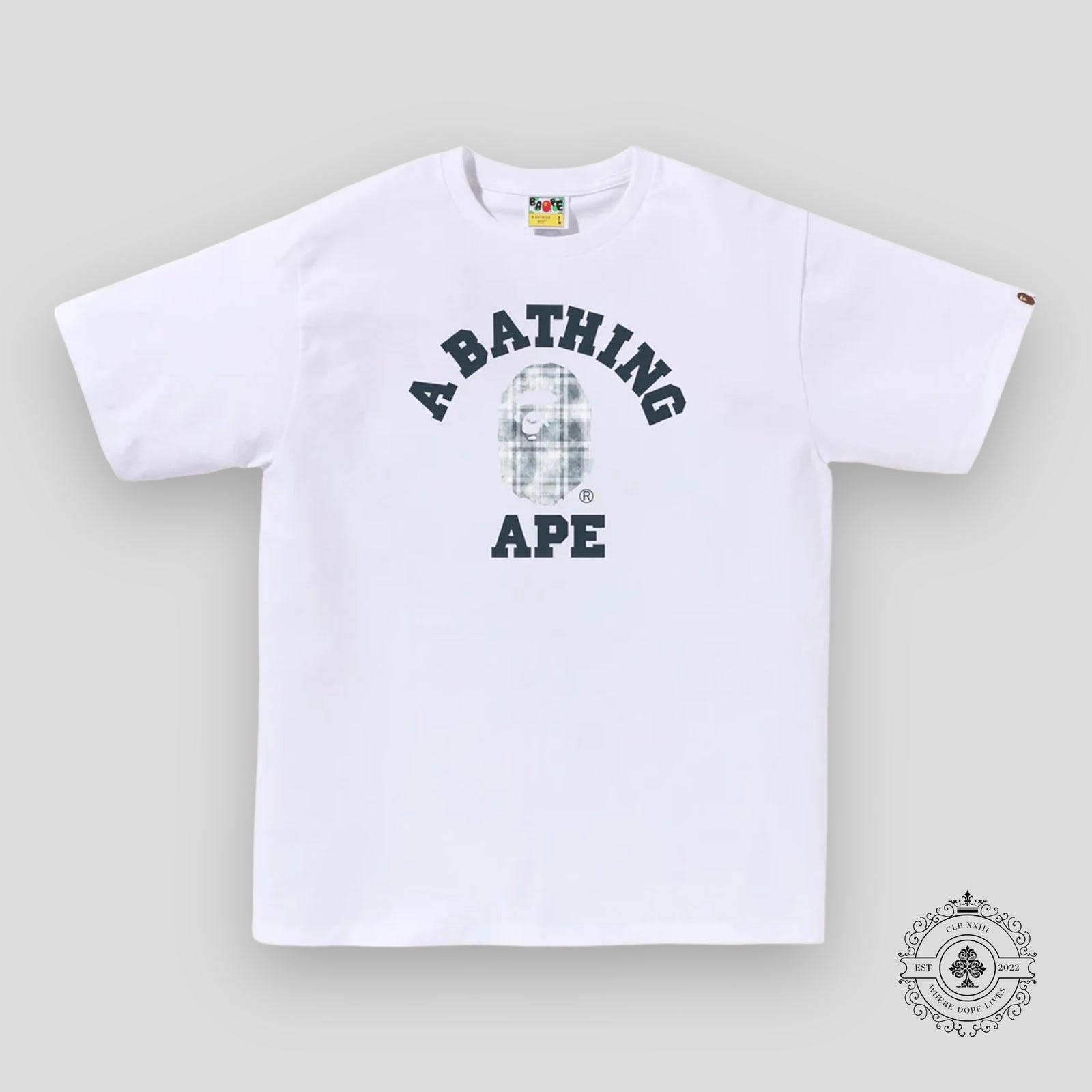 Bape Bleach Check College Tee in White