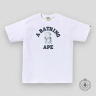 Bape Bleach Check College Tee in White