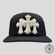 Chrome Hearts Pony Hair Cemetery Cross Trucker Hat in Black