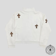 Chrome Hearts Leopard Patch Quarter Zip in White