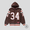 Supreme Football Zip Up Hooded Sweatshirt in Brown