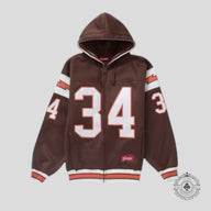 Supreme Football Zip Up Hooded Sweatshirt in Brown