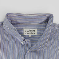 Maison Margelia Pinstripe Button Up in Blue