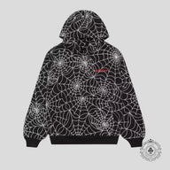 Sp5der Embroidered AOP Hoodie in Black