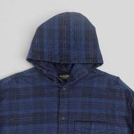 Balenciaga Plaid Hooded Button Up in Blue