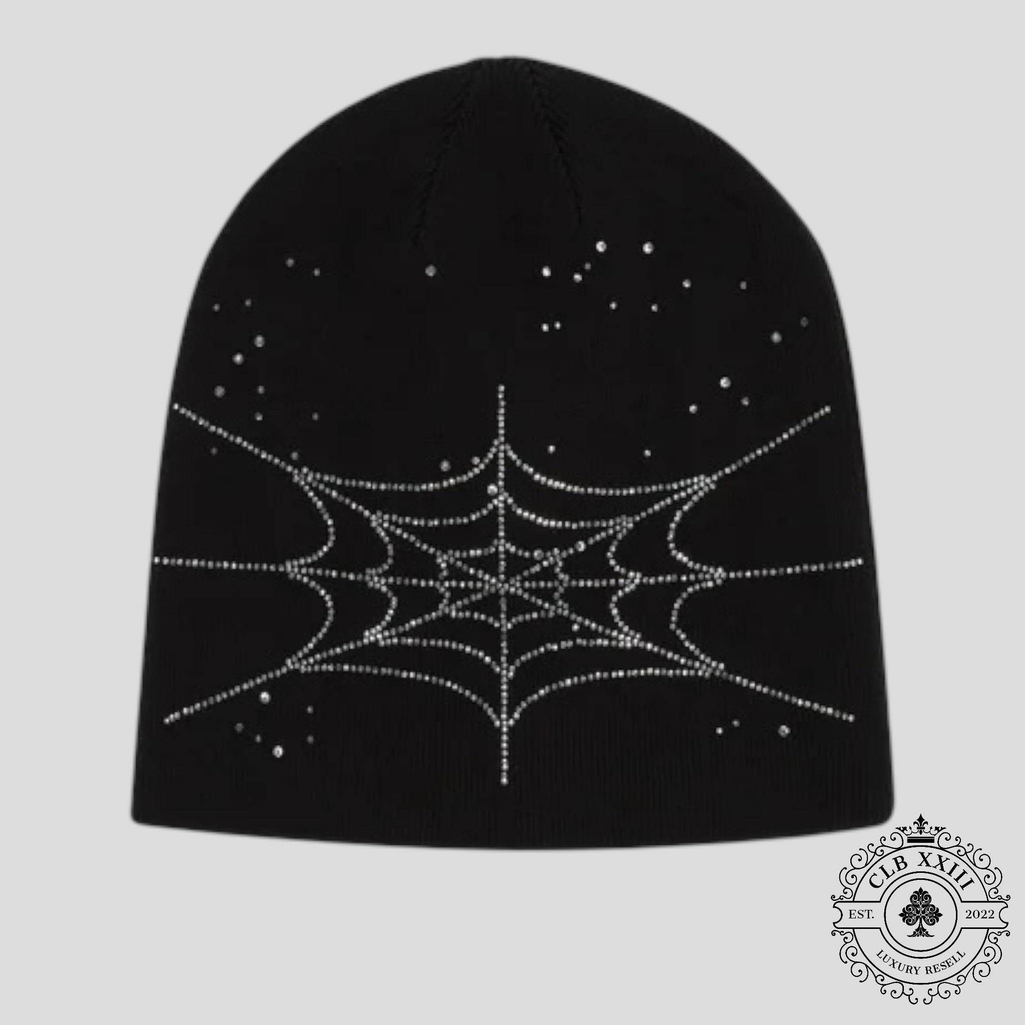 Sp5der Rhinestone Silk Skully in Black