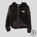 Retrovert Infinity Rhinestone Zip-Up in Black