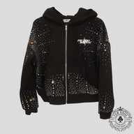Retrovert Infinity Rhinestone Zip-Up in Black