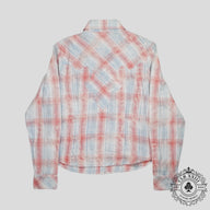 Chrome Hearts Women's Fleur Patch Flannel Shirt in Red/Blue
