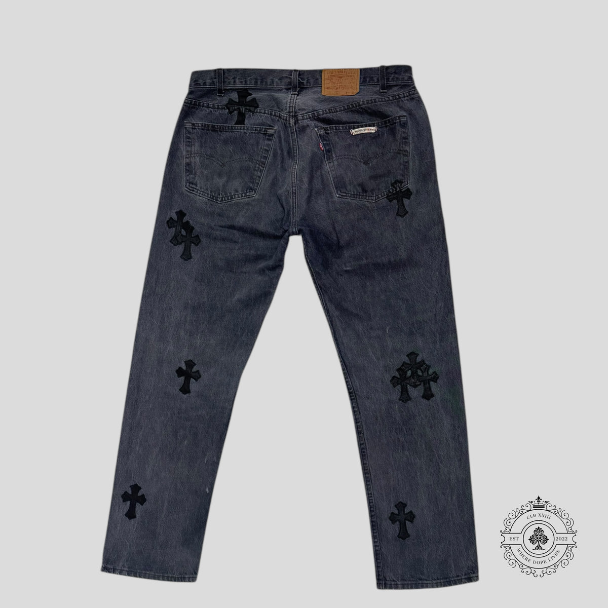 Chrome Hearts Levi Cross Patch Jeans in Black