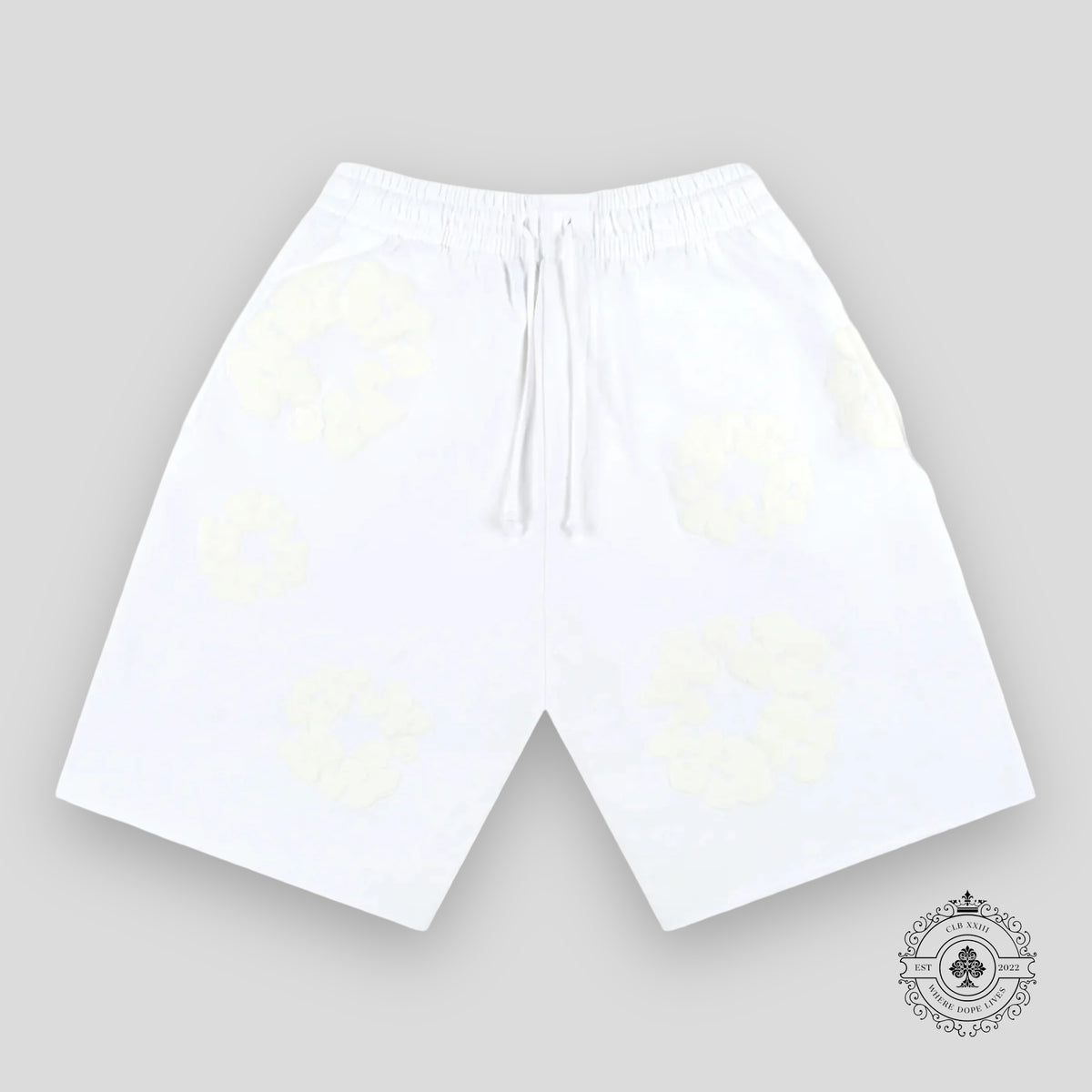 Denim Tears Mono Cotton Wreath Shorts in White