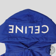 Celine Hood Logo Hoodie in Blue