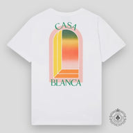 Casablanca Gradient Arch Logo Tee in White & Pink