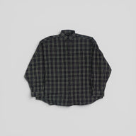 Balenciaga Oversized Cotton Flannel Button Up in Blue/Green