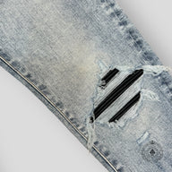 Amiri MX1 Leather Patch Jeans in Stone Indigo