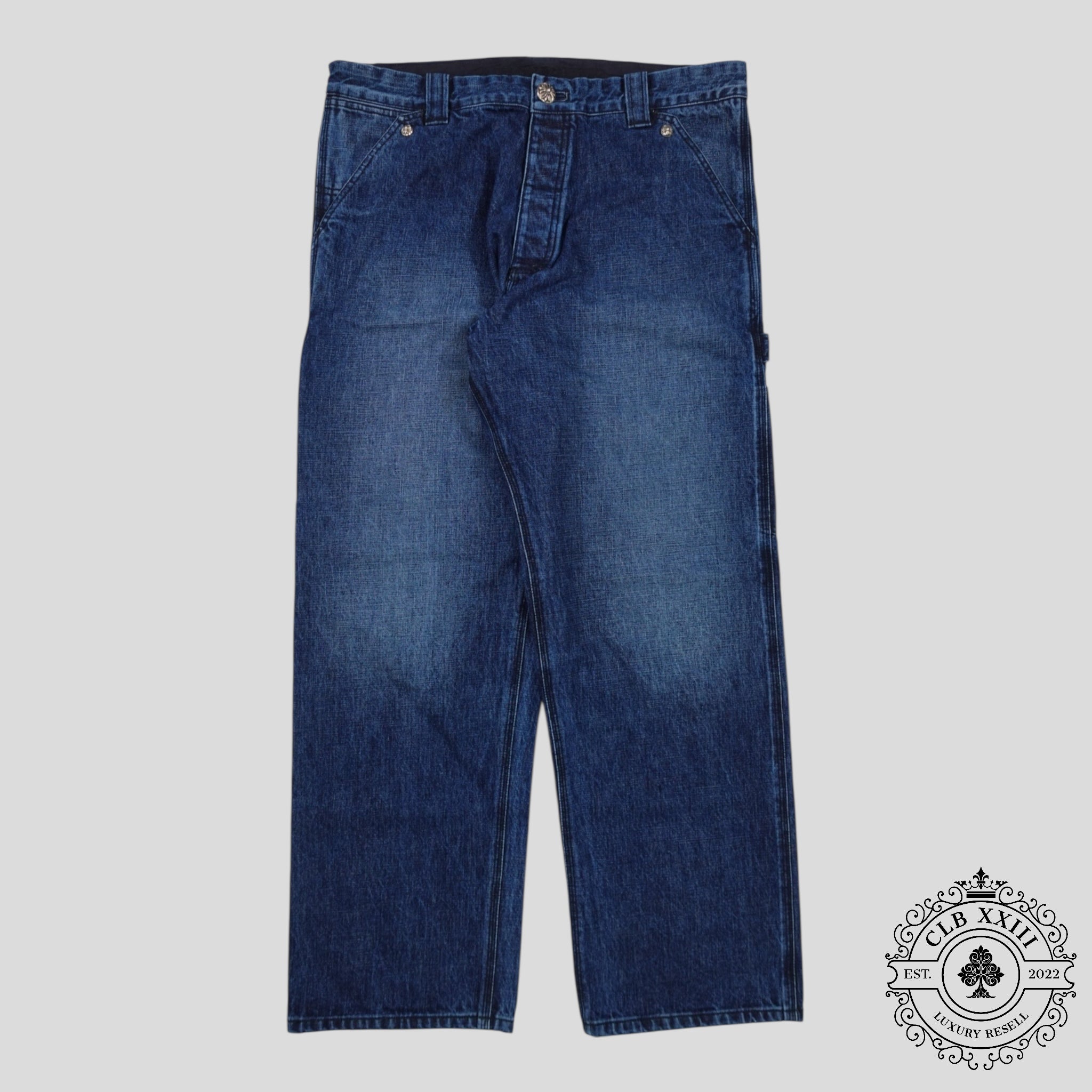 Chrome Hearts Double Turbo Diesel Carpenter Pants in Dark Wash
