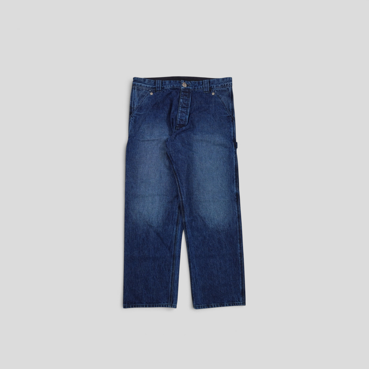 CLB XXIII Chrome Hearts Double Turbo Diesel dark wash cotton carpenter pants with button fly