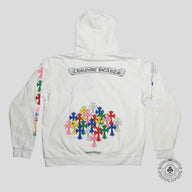 Chrome Hearts Triple Cross Hoodie in White/Multicolor