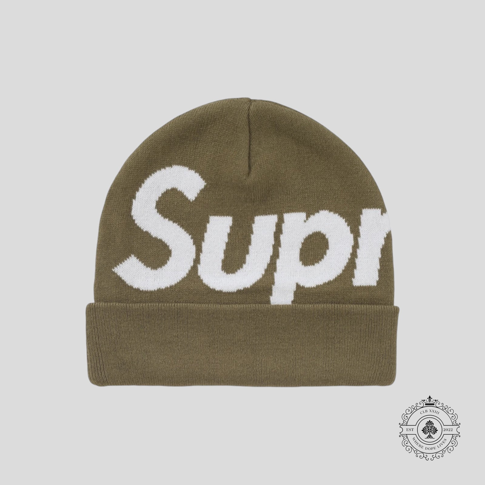 Supreme Big Logo Beanie in Olive