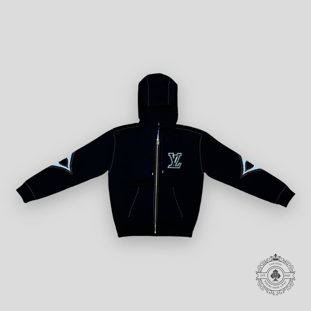 Louis Vuitton Monogram Flower Graphic Intarsia Zipped Hoodie in Black