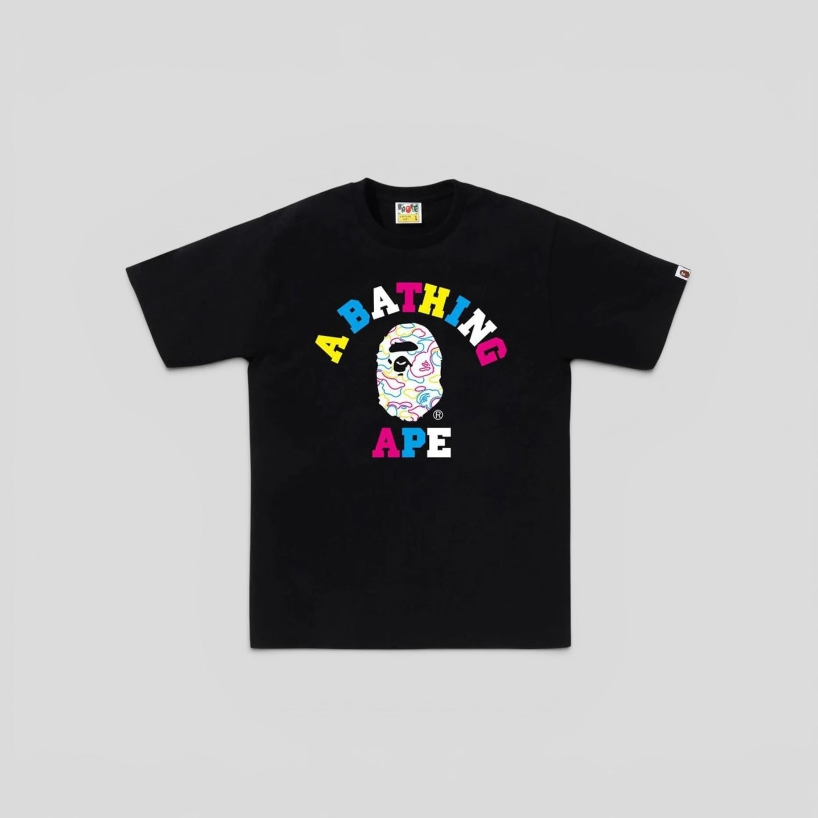 BAPE Neon Camo College Tee in Black