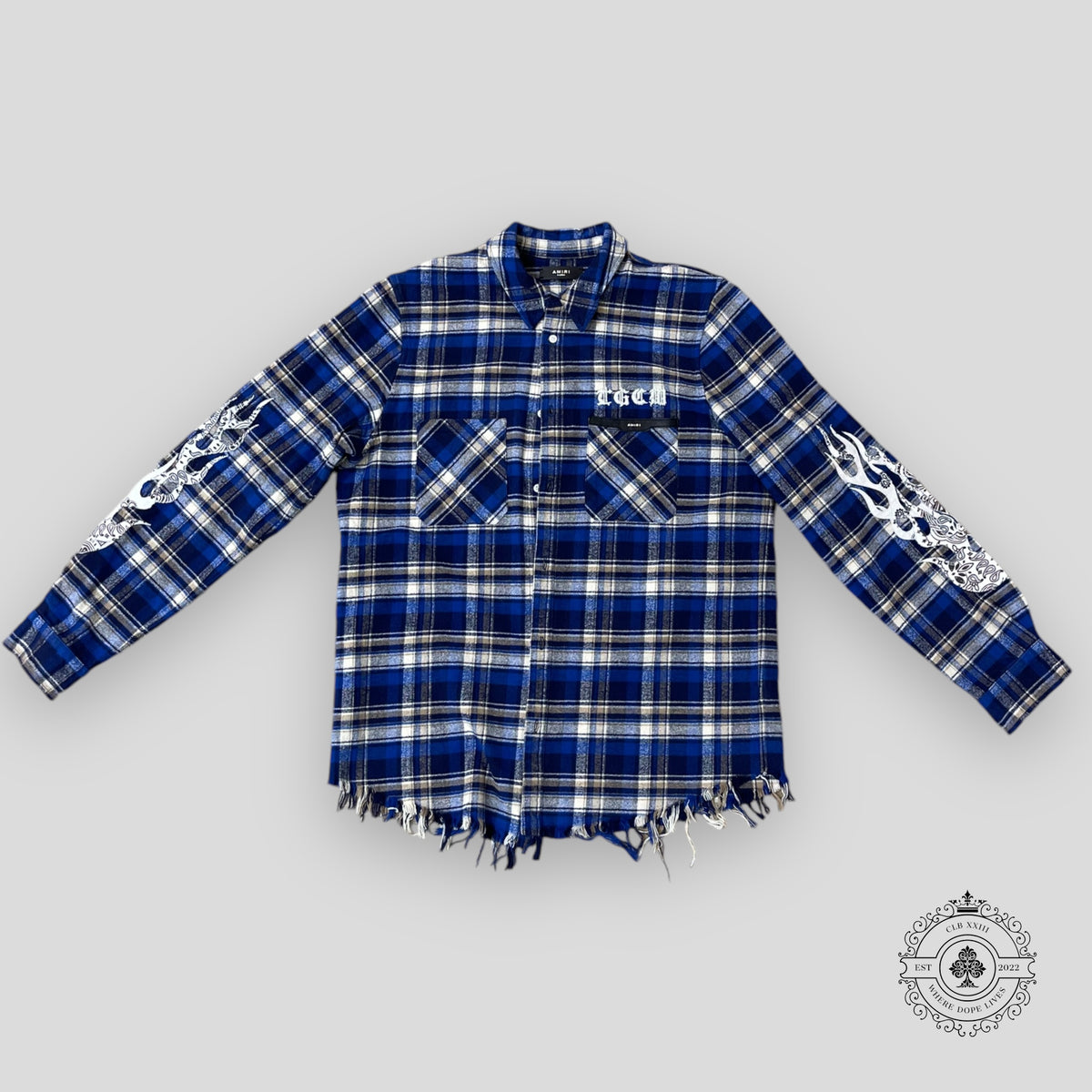 Amiri X TGCW Blue Flame Flannel Shirt