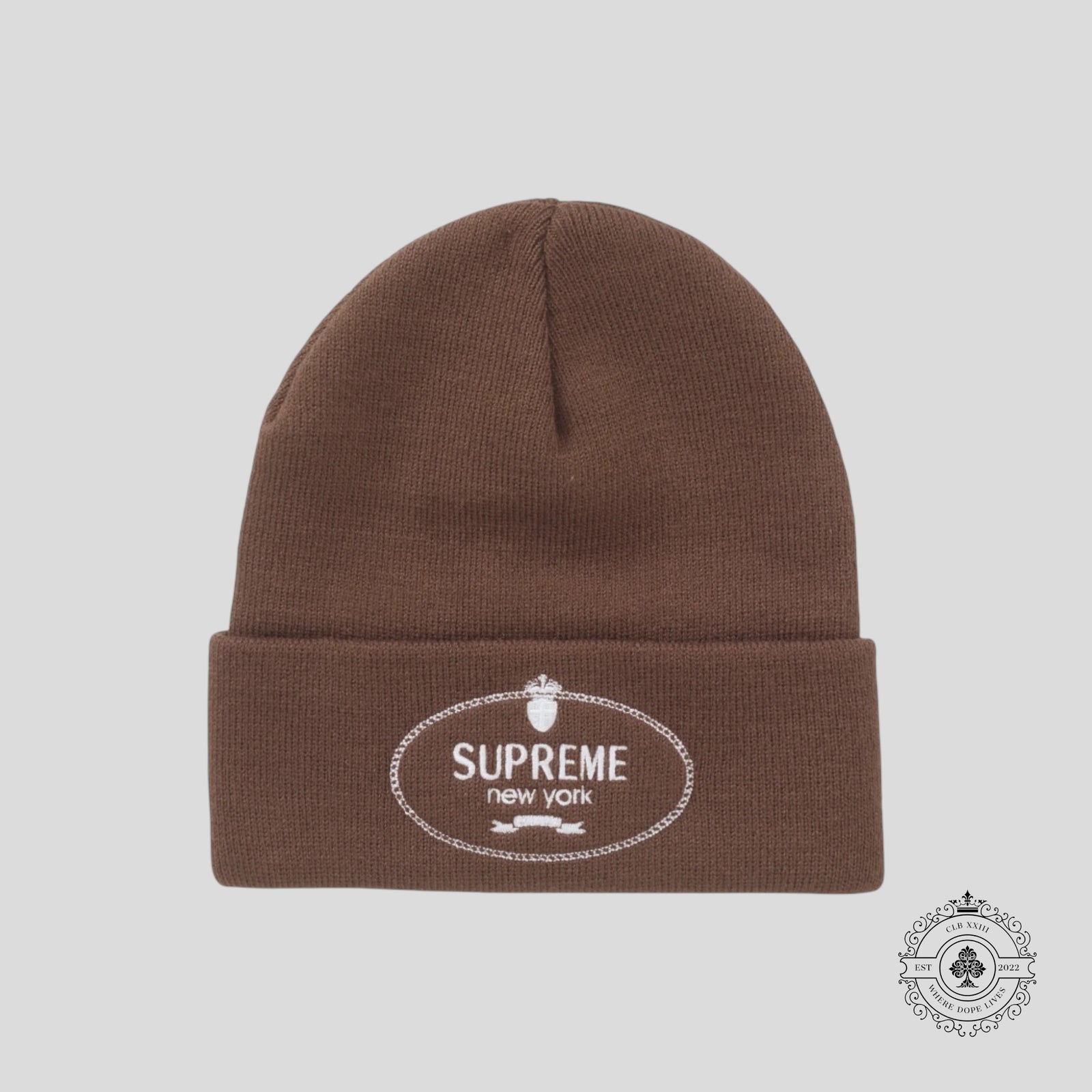 Supreme Crest Beanie in Brown