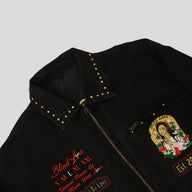 Blind Love Studded Embroidery Mary Trucker Jacket in Black