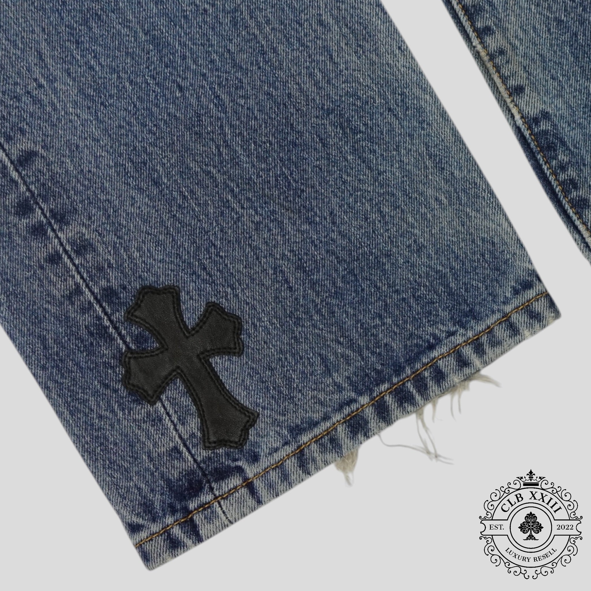 Chrome Hearts Leather Cross Patch Jeans