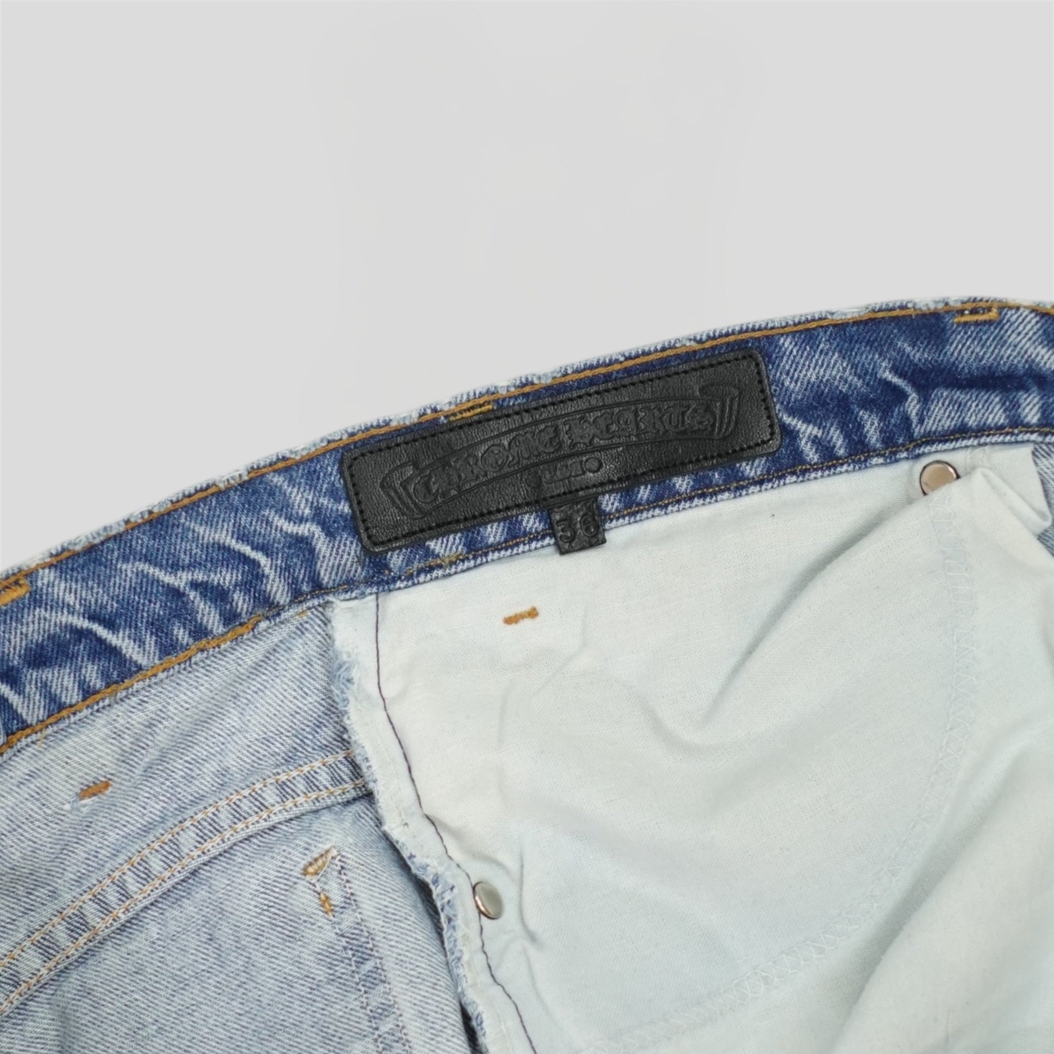 Chrome Hearts Levi Star Patch Jeans in Indigo / Leopard