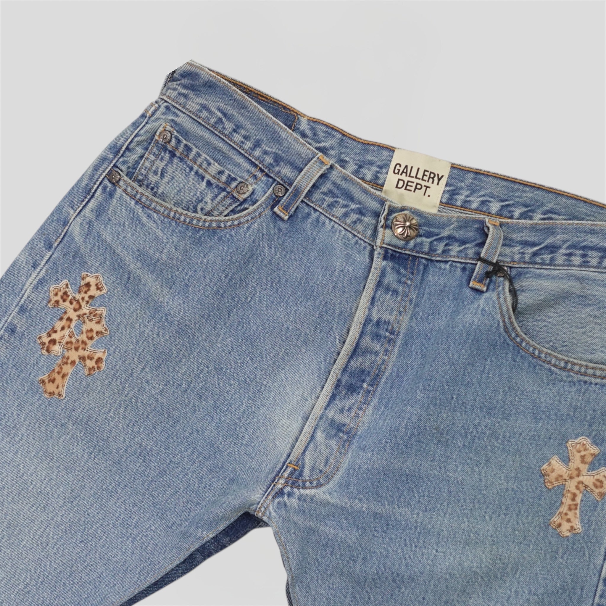Chrome Hearts X Gallery Dept. Leopard Cross Patch Jeans