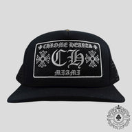 Chrome Hearts Miami Exclusive CH Patch Trucker Hat in Black