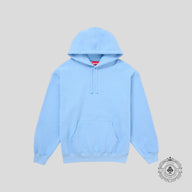 Supreme Satin Applique Hooded Sweatshirt in Sky Blue
