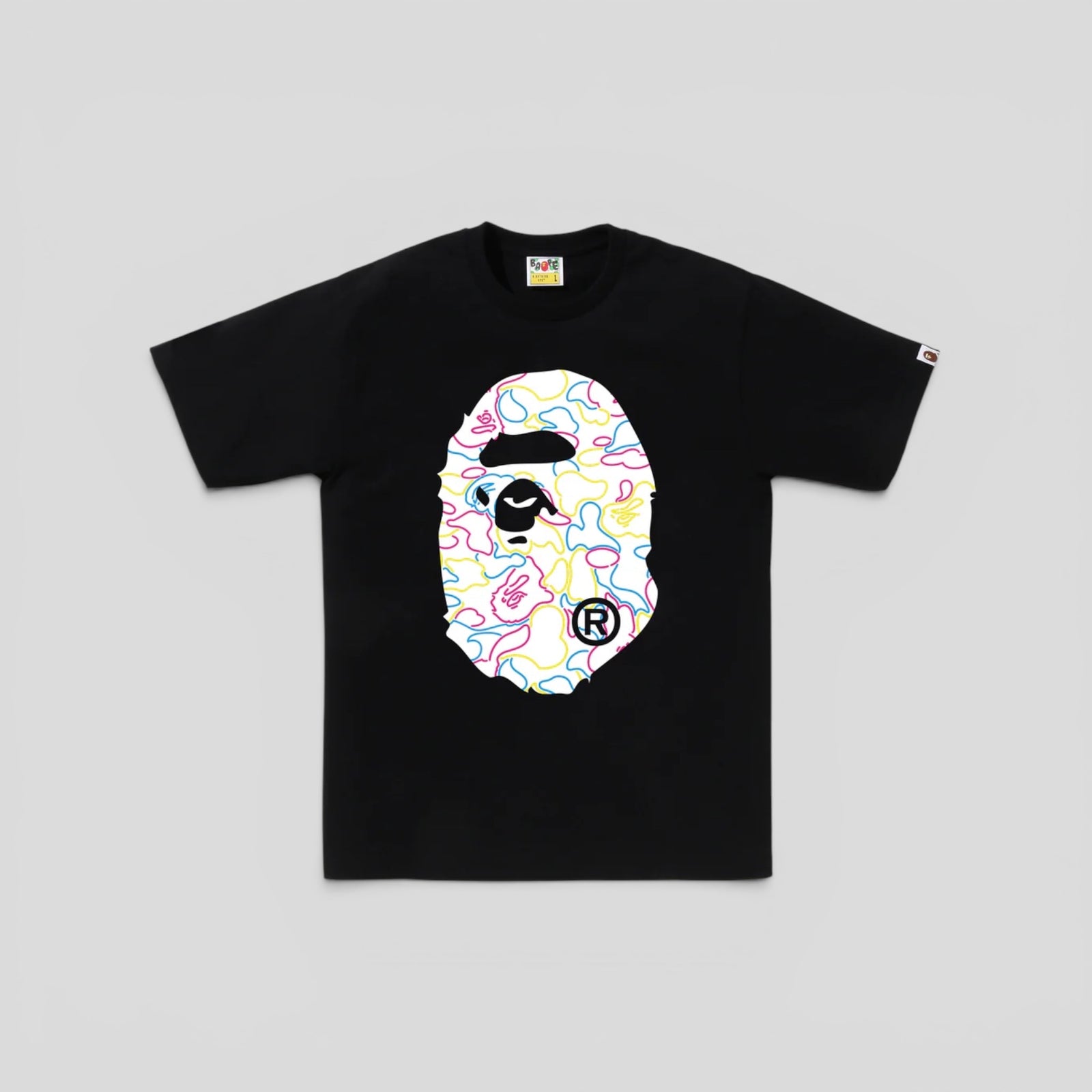 BAPE Neon Camo Big Ape Head Tee in Black