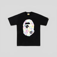 BAPE Neon Camo Big Ape Head Tee in Black