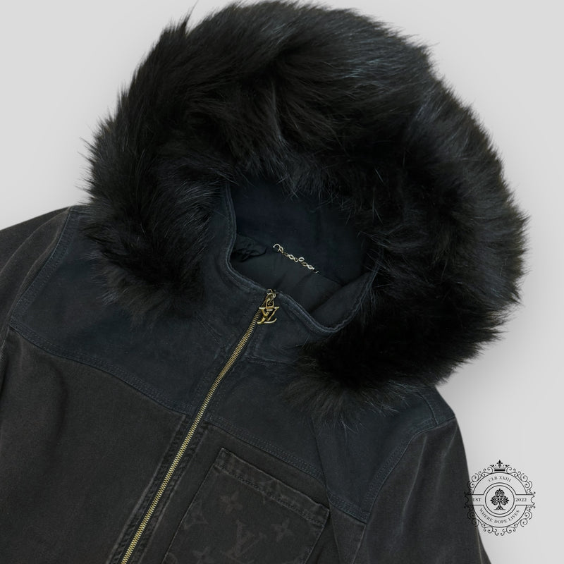 Louis Vuitton Denim Blouson With Fur Hood